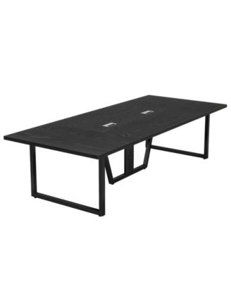 94.5-Inch Conference Table for 10 People, Industrial 8 FT Meeting Table with Two Grommets, Rectangular Podcast Training Table