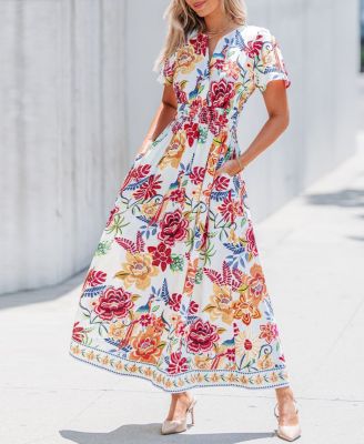 Women's Floral Print Maxi Beach Dress