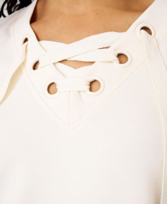 Grommet Detail Top & Wide Leg Pant Lounge Set