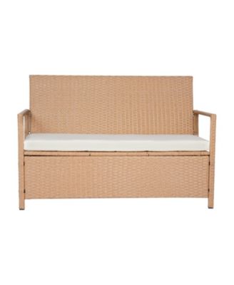 Outdoor Storage Bench PE Rattan 70Gal Waterproof Deck Box with Seating