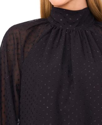 Women's Long-Sleeve Bow Neck Raglan Blouse