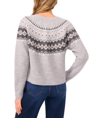 Women's Fair Isle Raglan Long Sleeves Cardigan
