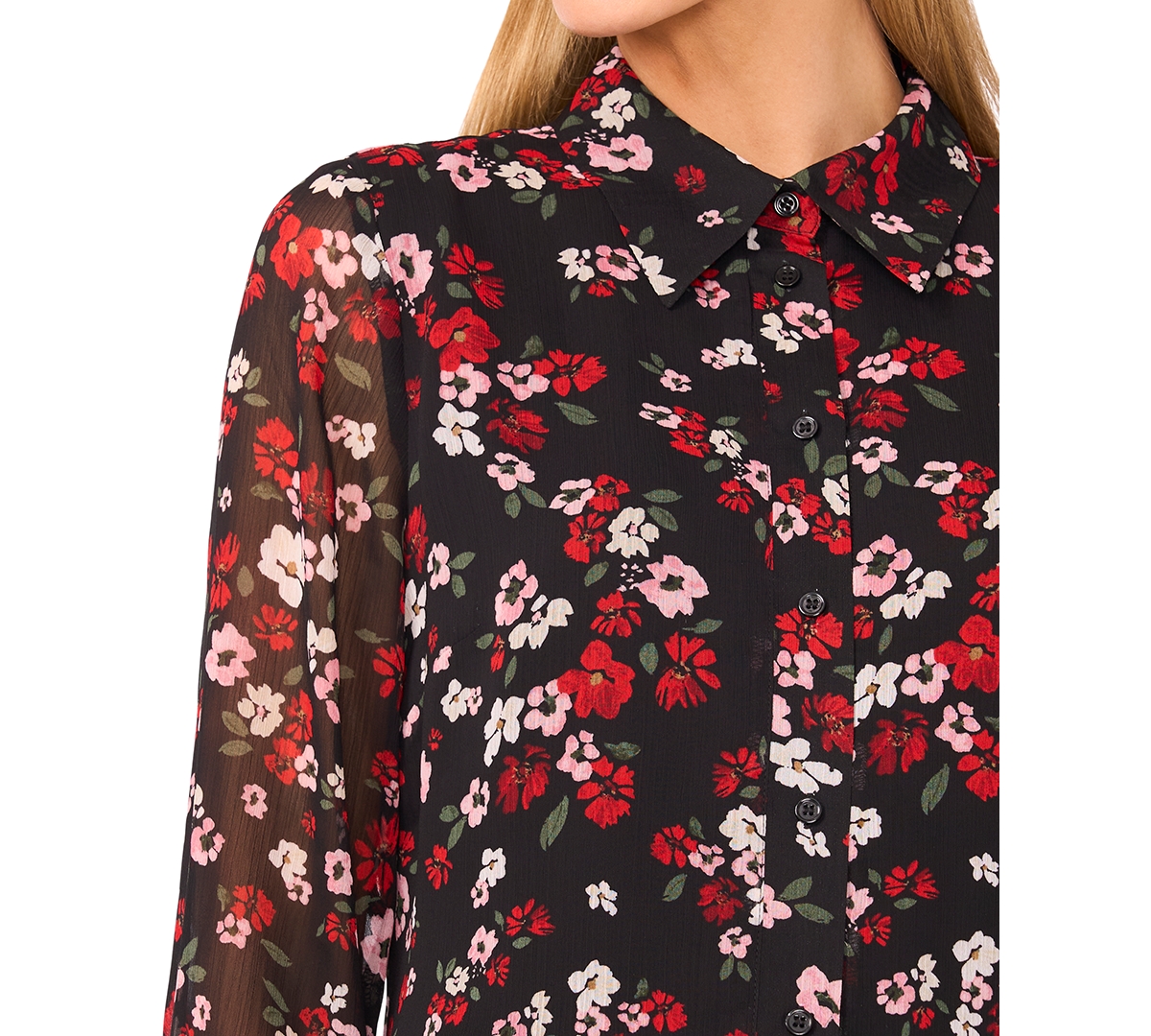 Cece Women's Long Sleeve Button Down Blouse In Brown