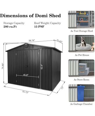 6.2-ft x 8.2-ft Galvanized steel Storage Shed