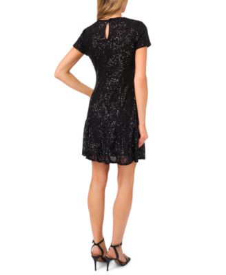 Women's Short Sleeve Godet Sequin Dress