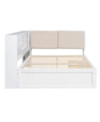 L-Shaped Daybed with Storage Bookcase & USB