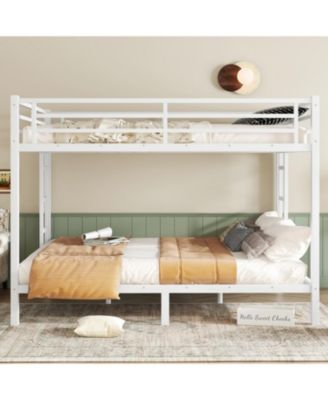 Metal Queen/Queen Bunk Bed Space-Saving White