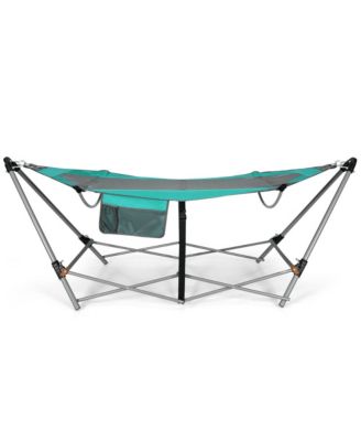 Folding Hammock Indoor & Outdoor Hammock with Side Pocket & Iron Stand