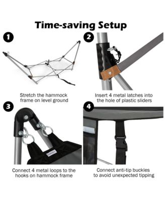 Folding Hammock Indoor & Outdoor Hammock with Side Pocket & Iron Stand