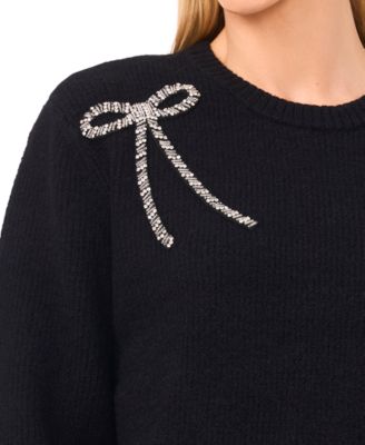 Women's Oversized Bow Applique Long Sleeves Sweater