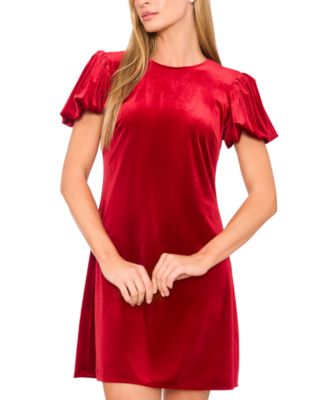 Women's Velvet Bubble-Sleeve Mini Dress