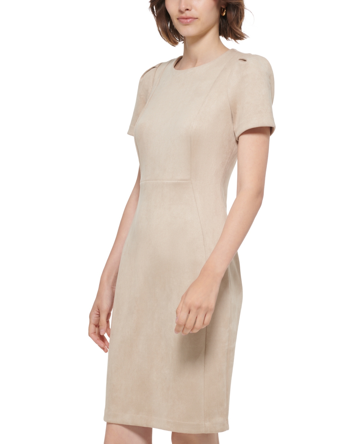 Calvin Klein Women's Crewneck Sheath Short Dress In Neutral