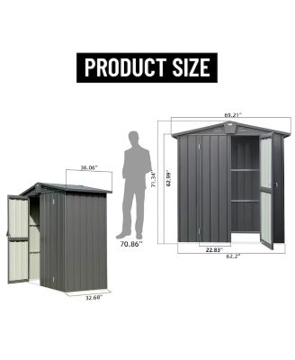 3-ft x 5.7-ft Galvanized steel Storage Shed