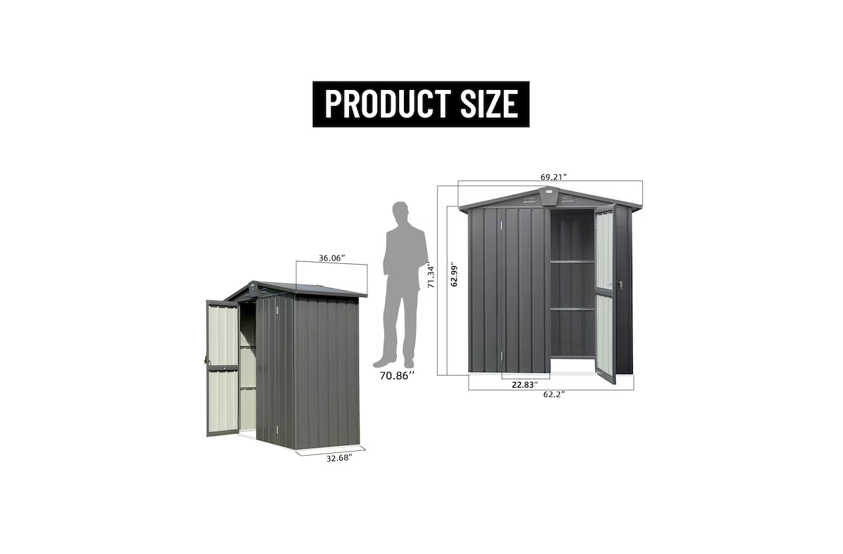 Clihome 3-ft x -ft Galvanized steel Storage Shed