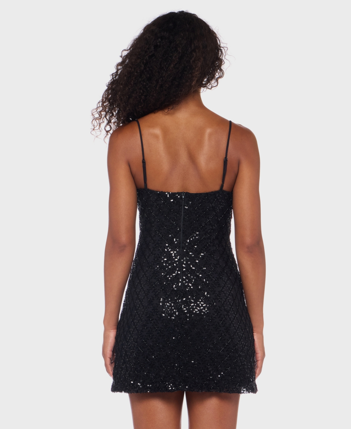 Alex & Sophia Juniors' Strappy V-neck Short Dress In Black