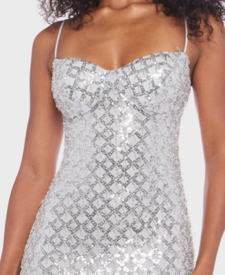 Juniors' Sweetheart Neck Side Slit Dress