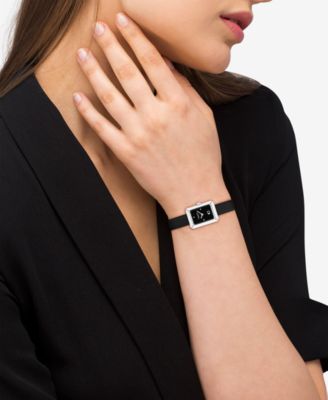 Women's Mara Black Leather Strap Watch, 19 x 26mm