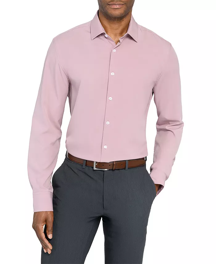 Men's Solid Performance Stretch Cooling Comfort Dress Shirt - thumbnail 4