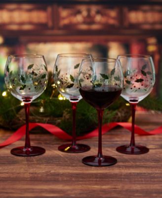 Holiday Wine Glasses, Set of 4