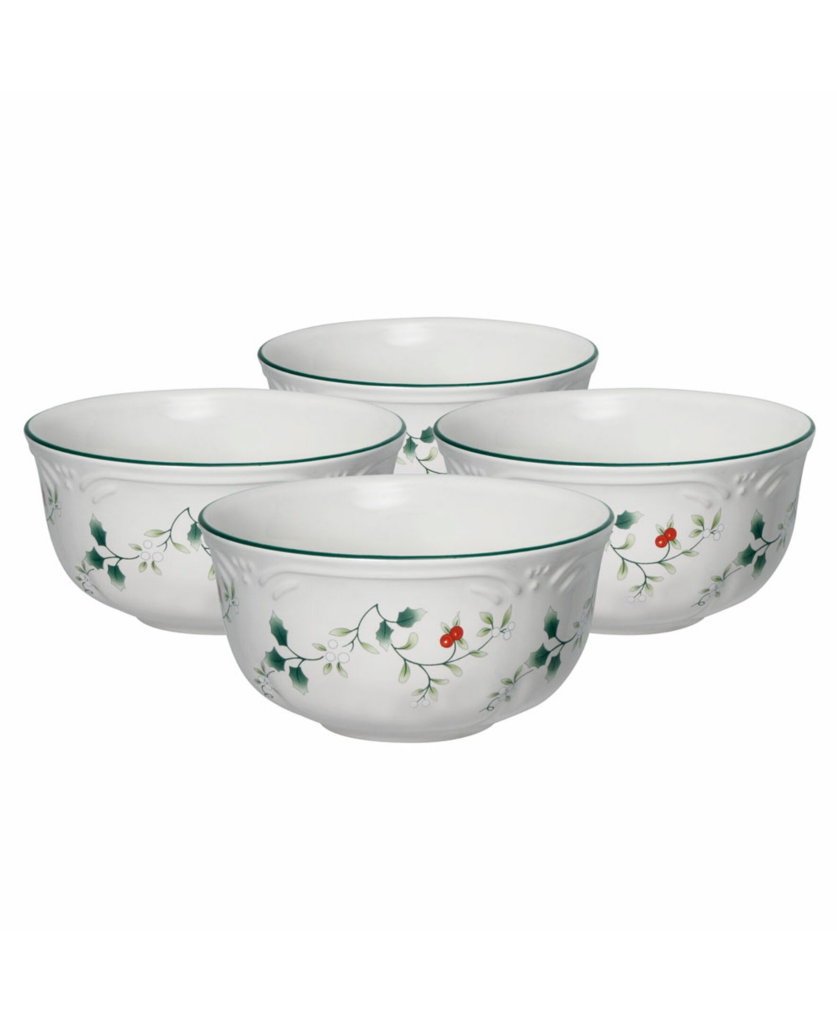 Winterberry Holiday Cereal Bowls, Set Of 4 In Transparent