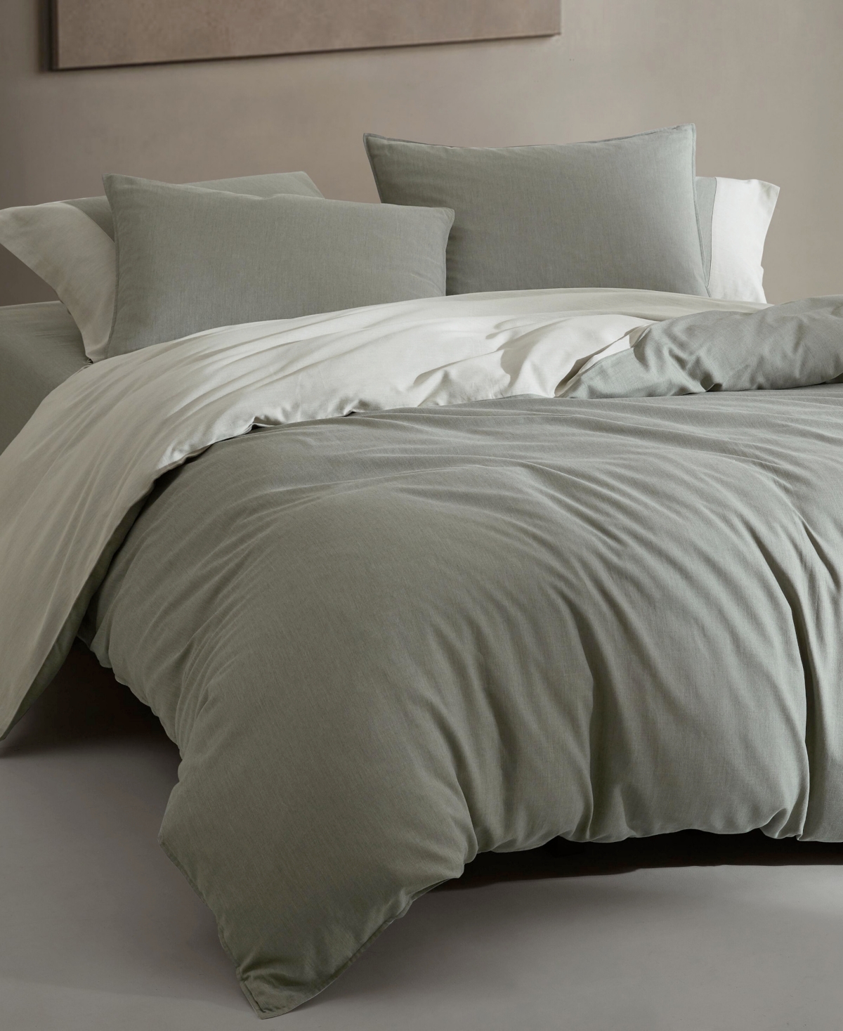 Calvin Klein Contrast Weave Rekoop Sateen 3-pc. Duvet Cover Set, Queen In Gray