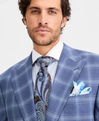 Men's Classic-Fit Navy Plaid Suit Separates Jacket 