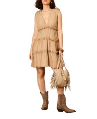 Women's Tiered Detail V-Neck Mini Dress