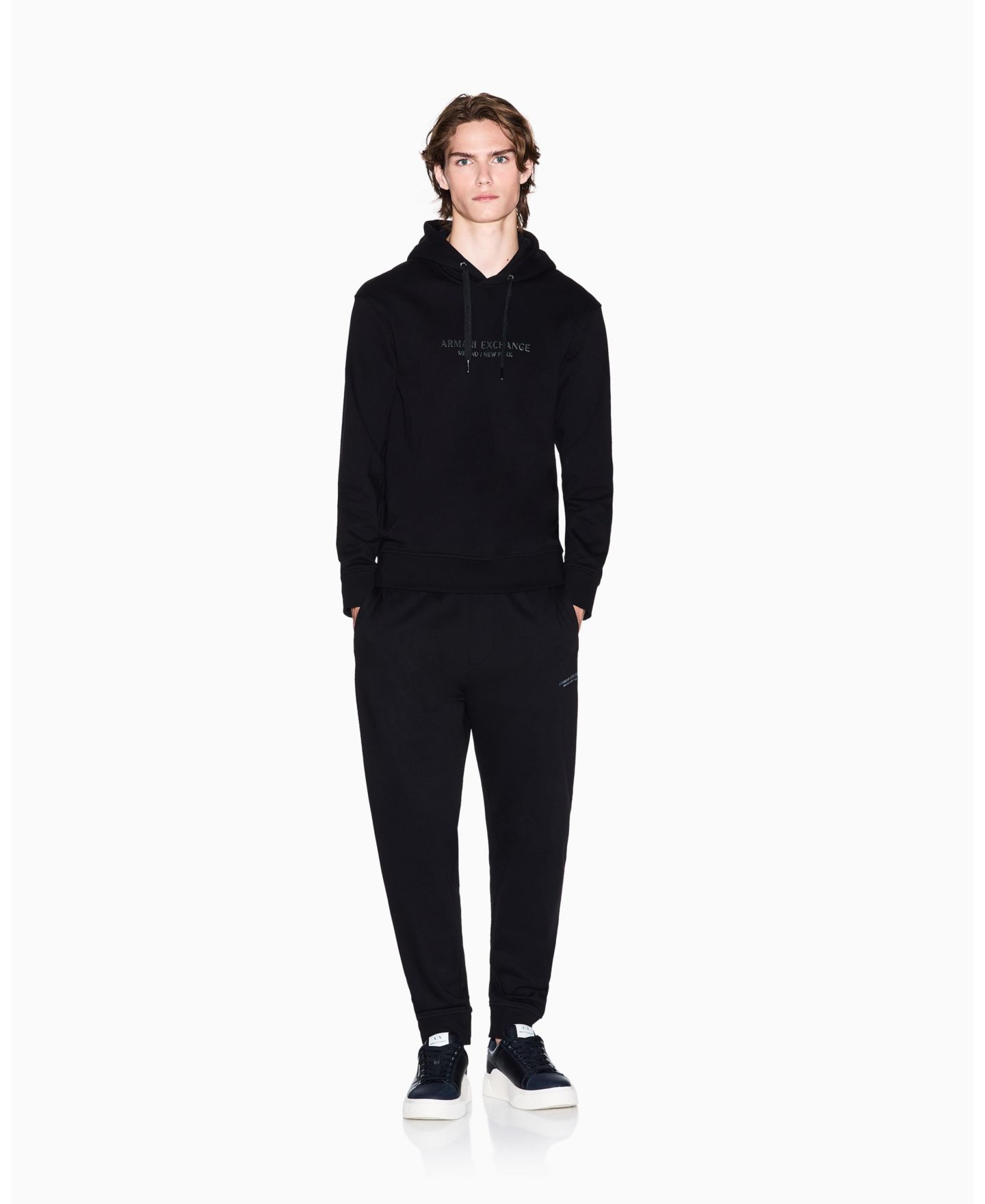 Мужское худи A|X Armani Exchange Milan NY Logo, цвет: Чёрный — фото 2