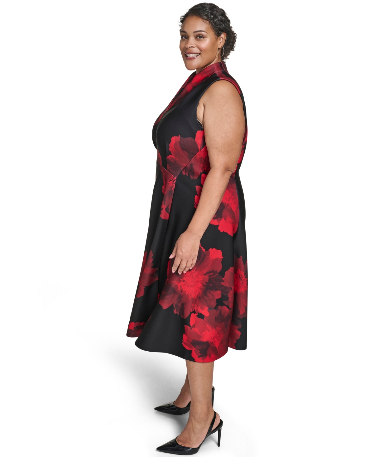Calvin Klein Plus Size Floral Print Scuba Dress In Multi