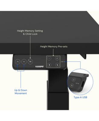 E7-COMMERCIAL Electric Adjustable Standing Desk, Rectangular Chipboard, Black