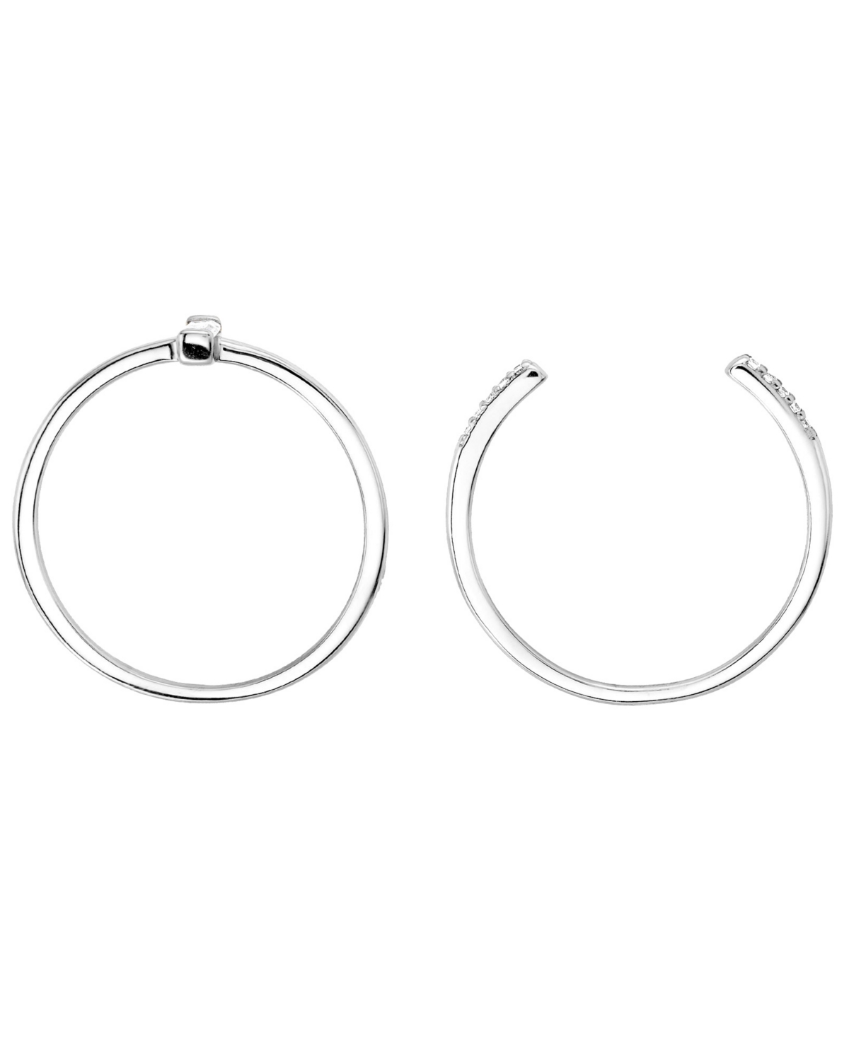 Macy's 2-piece Cubic Zirconia Open Stackable Ring Set (0.23 Ct. T.w.) In Sterling Silver In Metallic