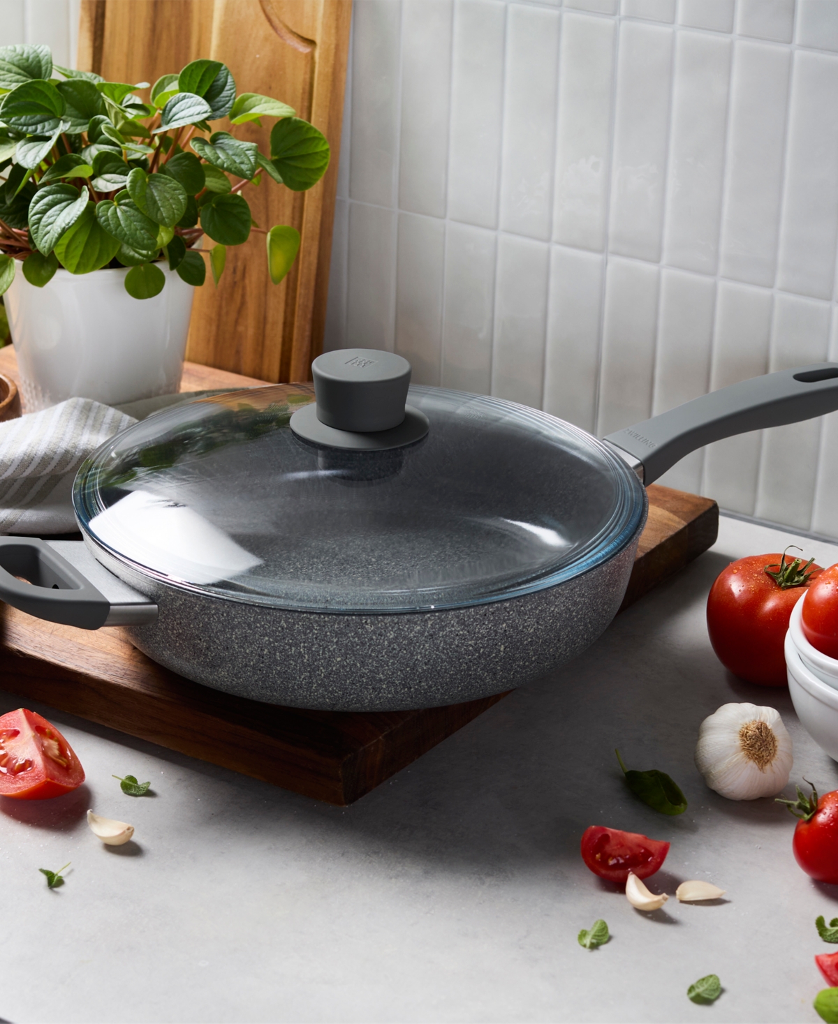 Zwilling Parma Plus Ceramic Nonstick 3.9-quart Saute Pan With Helper Handle And Lid In Gray