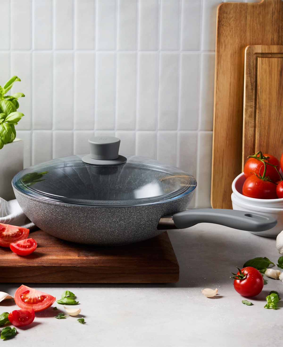Zwilling Parma Plus Ceramic Nonstick 11" Wok With Lid In Gray