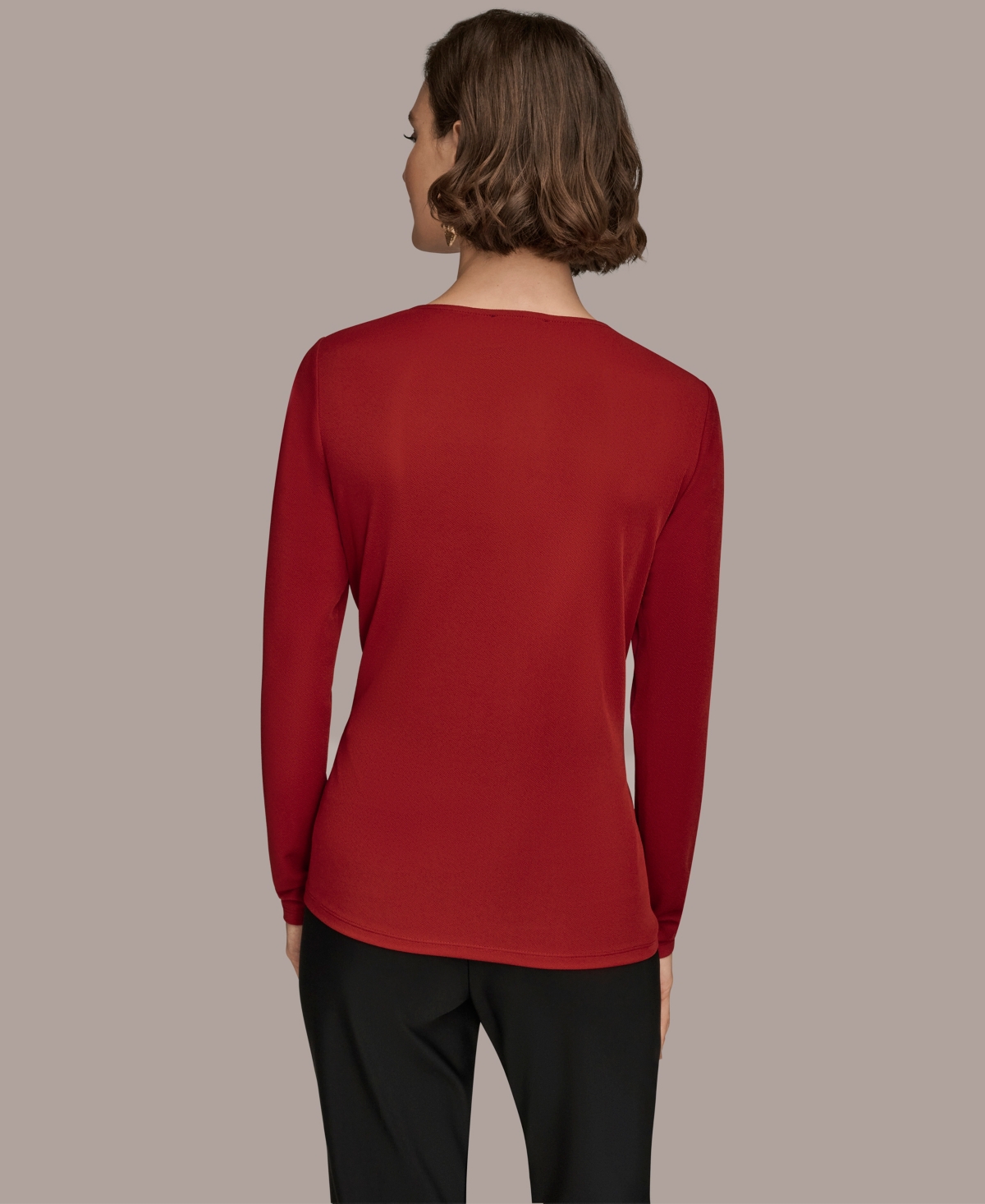 Donna Karan New York Women's Long Sleeve Double Bar Hardware Top