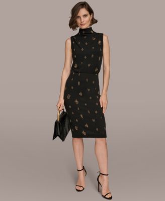 Women's Metallic Bead Embellished Pencil Skirt