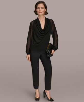 Women's Long Sleeve Mix Media Top