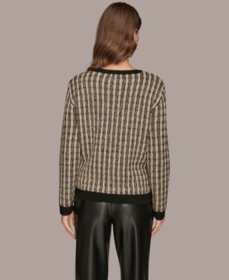 Women's Long Sleeve Two-Tone Sweater