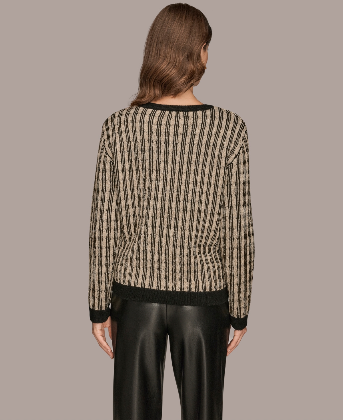 Donna Karan Women's Long Sleeve Two-tone Sweater In Multi