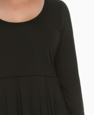 Plus Size Classic Long Sleeve Fit and Flare Dress