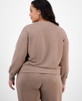 Plus Size Ottoman Knit Crewneck Pullover Top