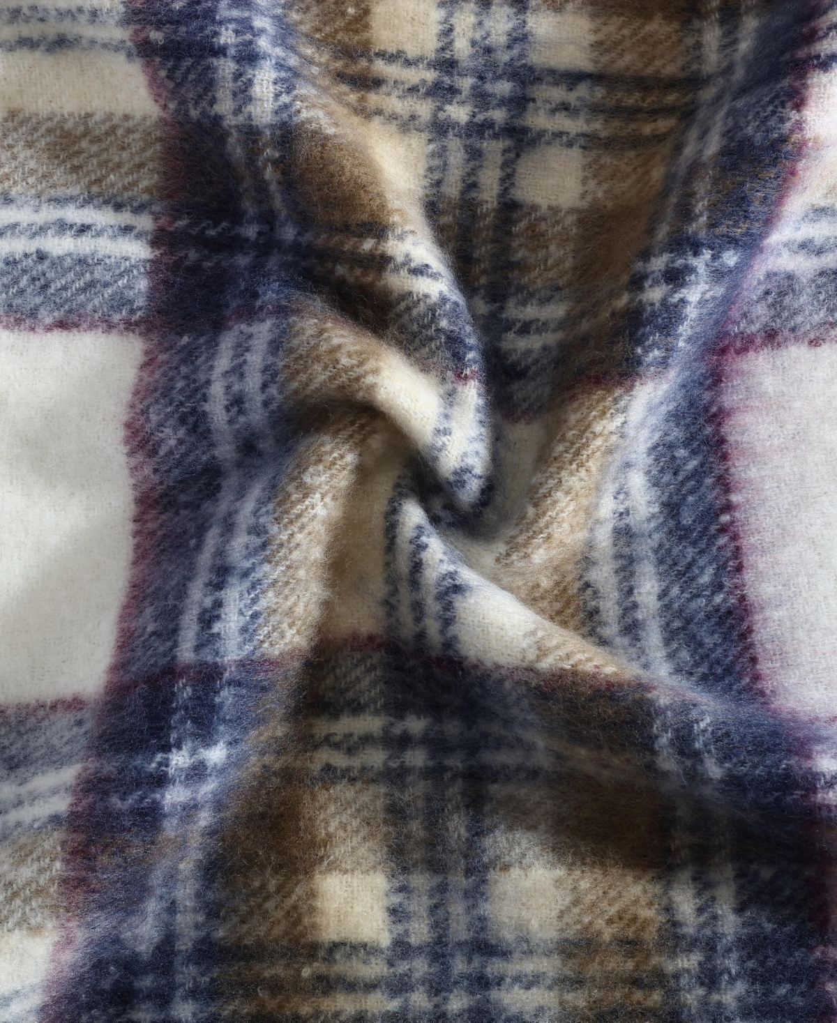 Eddie Bauer Plaid Faux Mohair Throw, 60" X 50" In Blue