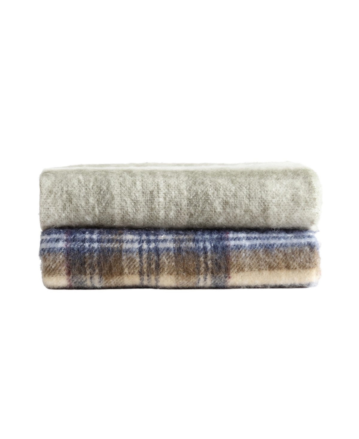 Eddie Bauer Plaid Faux Mohair Throw, 60" X 50" In Green