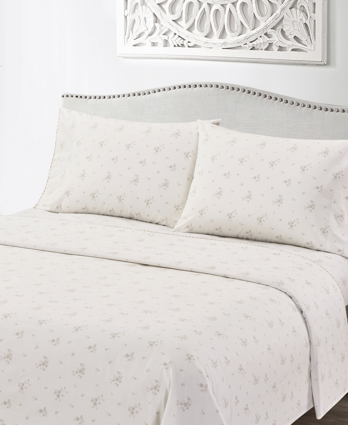 Sunham Callie Floral 200-thread Count Cotton 4-pc. Sheet Set, Full In Brown
