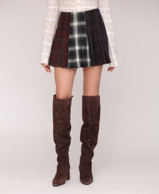 Avec Les Filles Women's Multi-Pattern Pleated Mini Skirt - Macy's