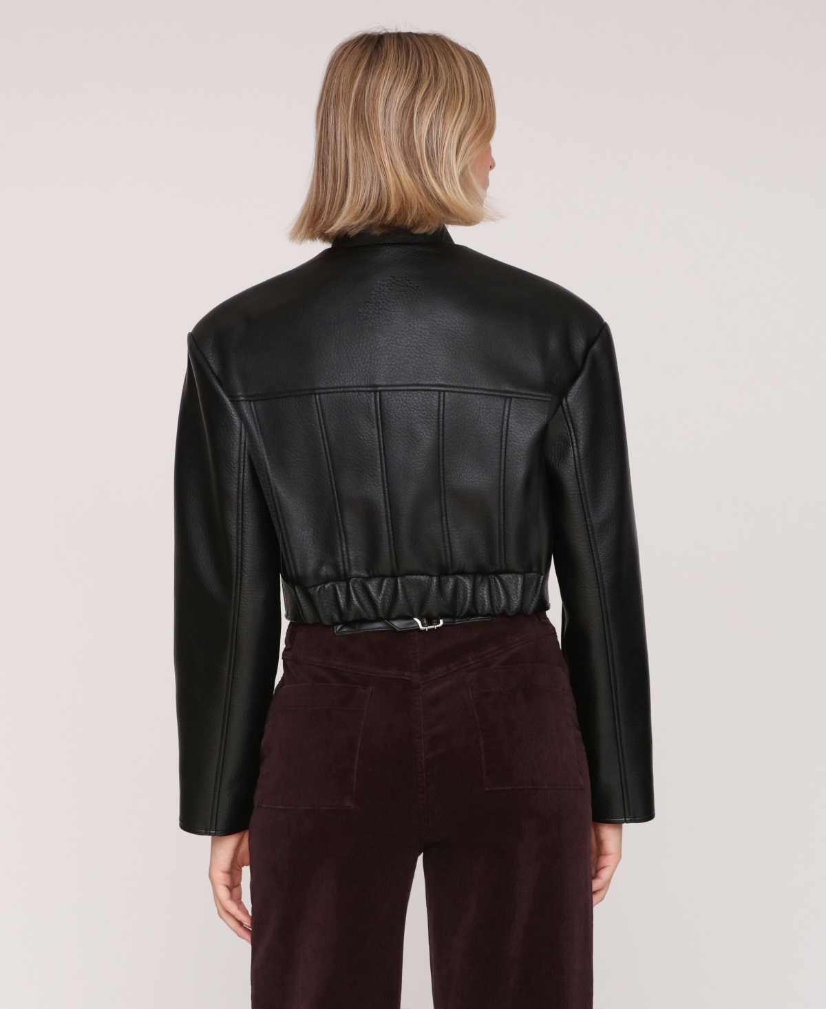 Avec Les Filles Women's Wide Shoulder Cropped Jacket In Black