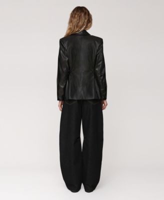 Women's Faux Leather Long Sleeve Hourglass Blazer