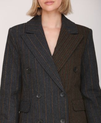 Women's Color-Blocking Plaid Blazer