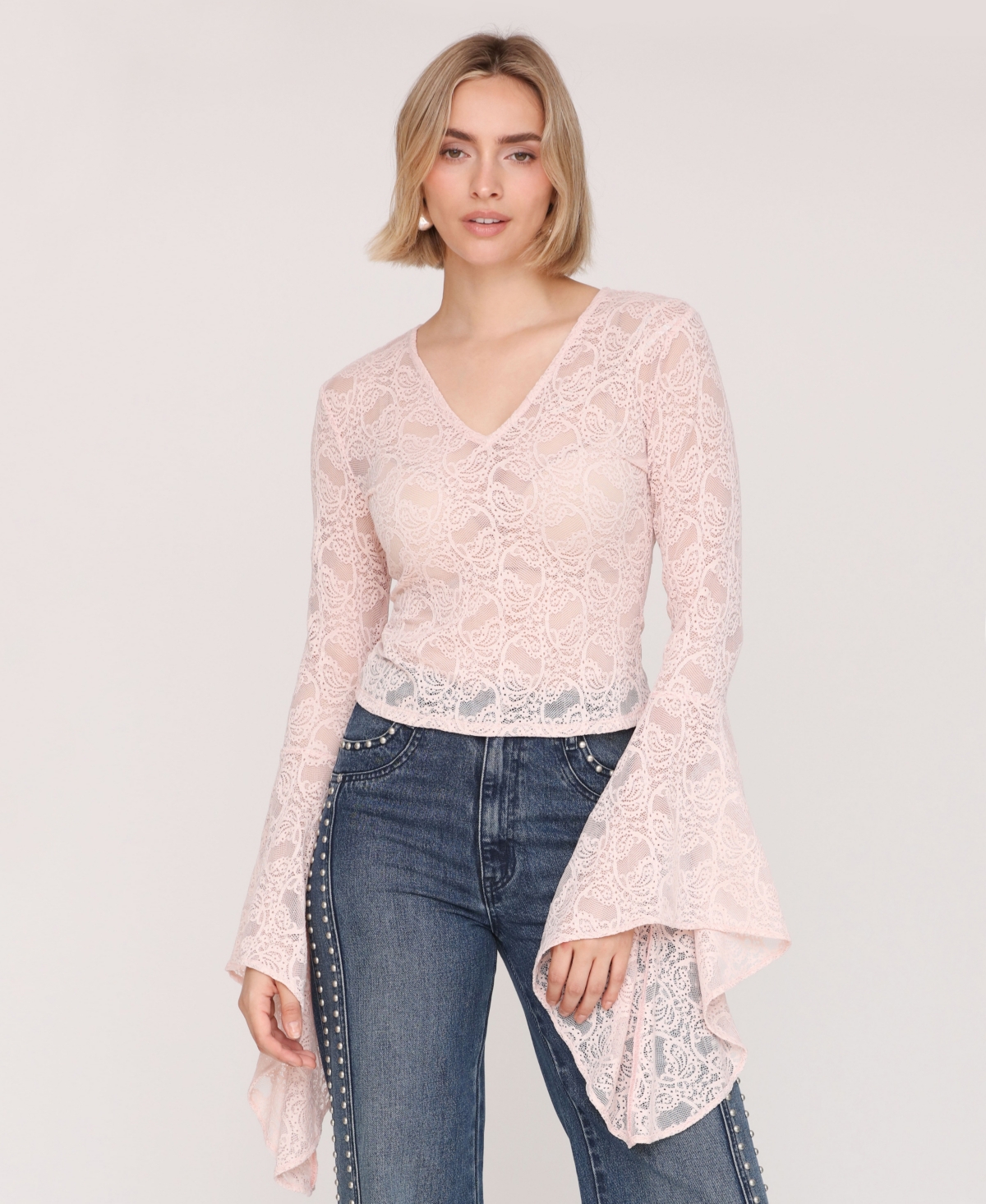 Avec Les Filles Women's V-Neck Long Sleeve Top