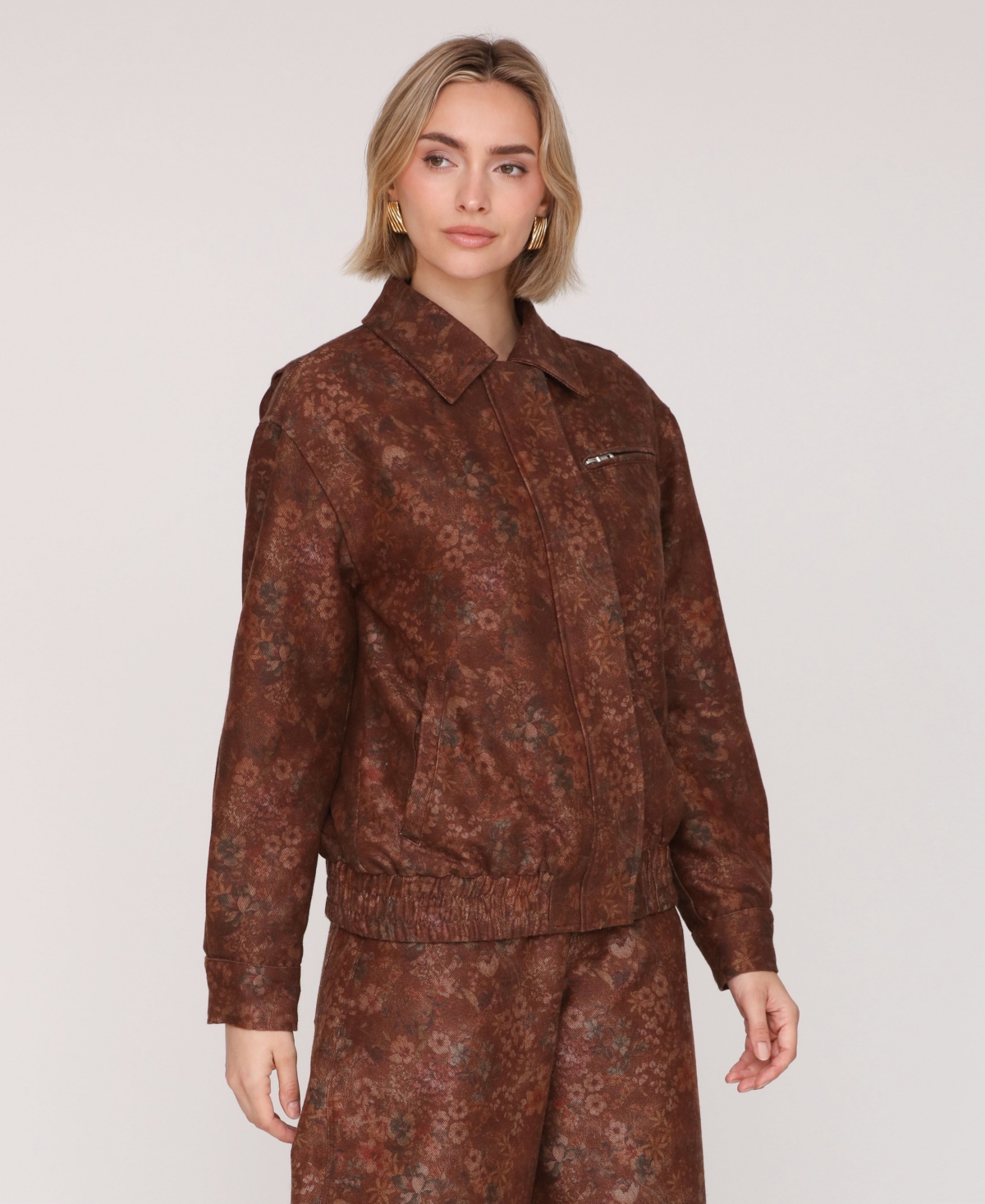 Avec Les Filles Women's Oversized Bomber Jacket In Brown