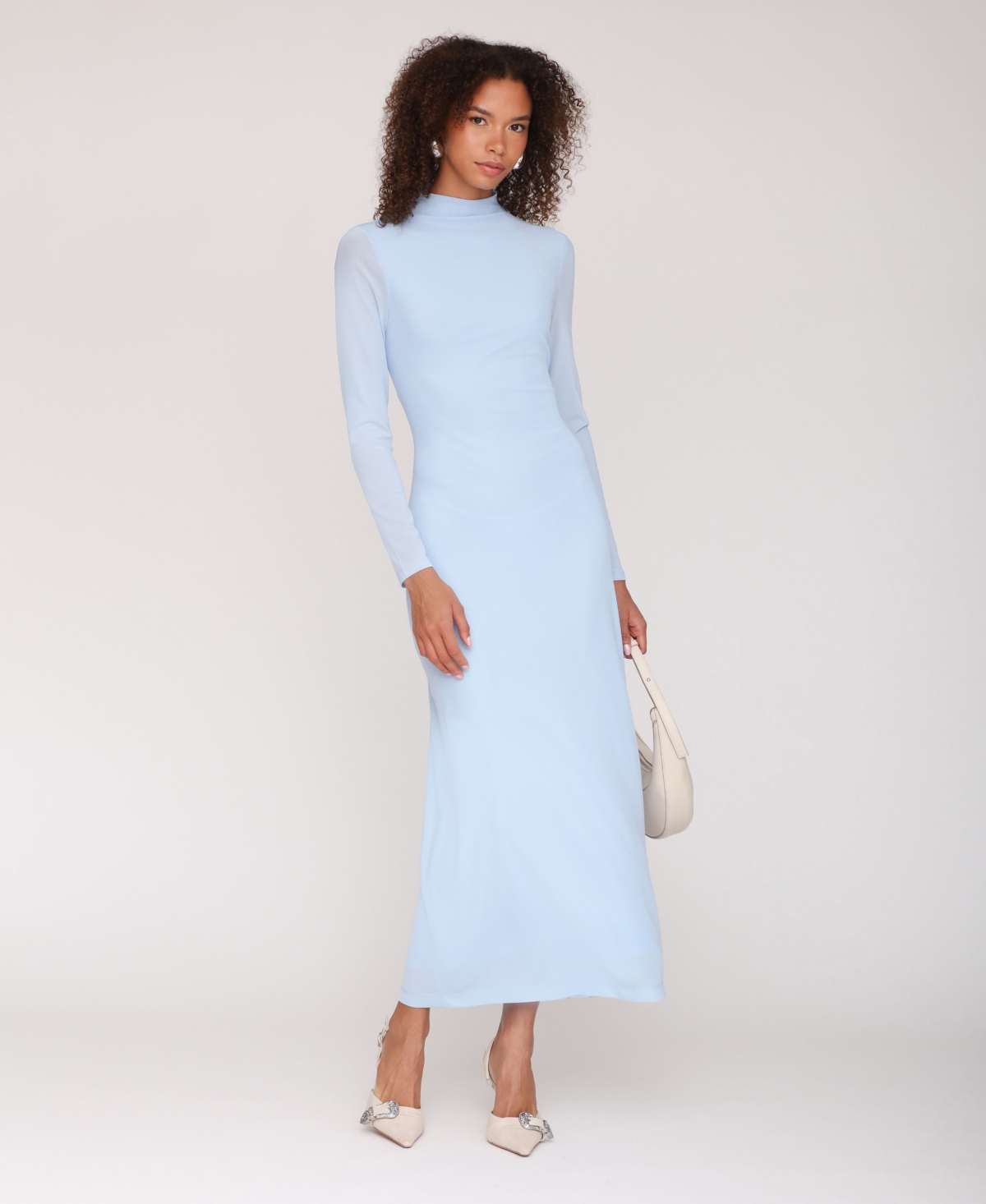 Avec Les Filles Women's Mock Neck Maxi Dress In Blue